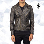 Allaric Alley Distressed Brown Leather Biker Jacket