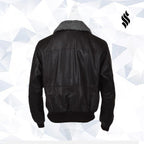 Aviator Fur Collar Black Leather Jacket