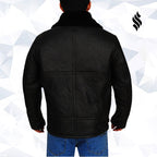 B3 Aviator Bomber Sheepskin Black Jacket