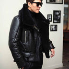 B3 Black Leather Jacket For Men's