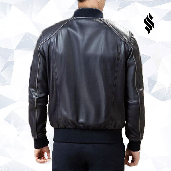 Men Black Bomber Jacket
