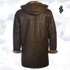 Men Brown Shearling Hoodie Coat