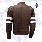 Unique Vintage Look Distressed Men Brown Leather Jacket
