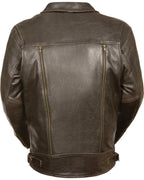 Men's Brown Pocket Biker Leather Jacket
