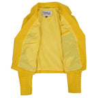 Womens Soft Leather Cross Zip Biker Jacket Anna Yellow