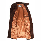Women's Genuine Goat Suede Trench Coat, 3/4 Length, Button Front with Belt Foxy Rust Brown