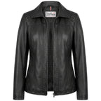 Womens Real Leather Jacket Zip Quilted Echo Black