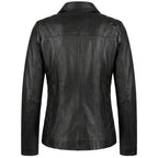 Womens Real Leather Jacket Zip Quilted Echo Black