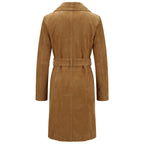 Women's Genuine Goat Suede Trench Coat, 3/4 Length, Button Front with Belt Foxy Cognac