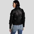 Florence Black Biker Leather Jacket
