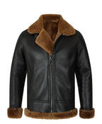 Classic Ginger Brown B3 Bomber Aviator Shearling Jacket