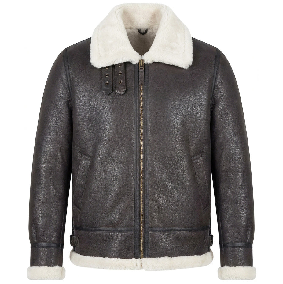 Men's Classic B3 Original Sheepskin Jacket Stone Vintage White