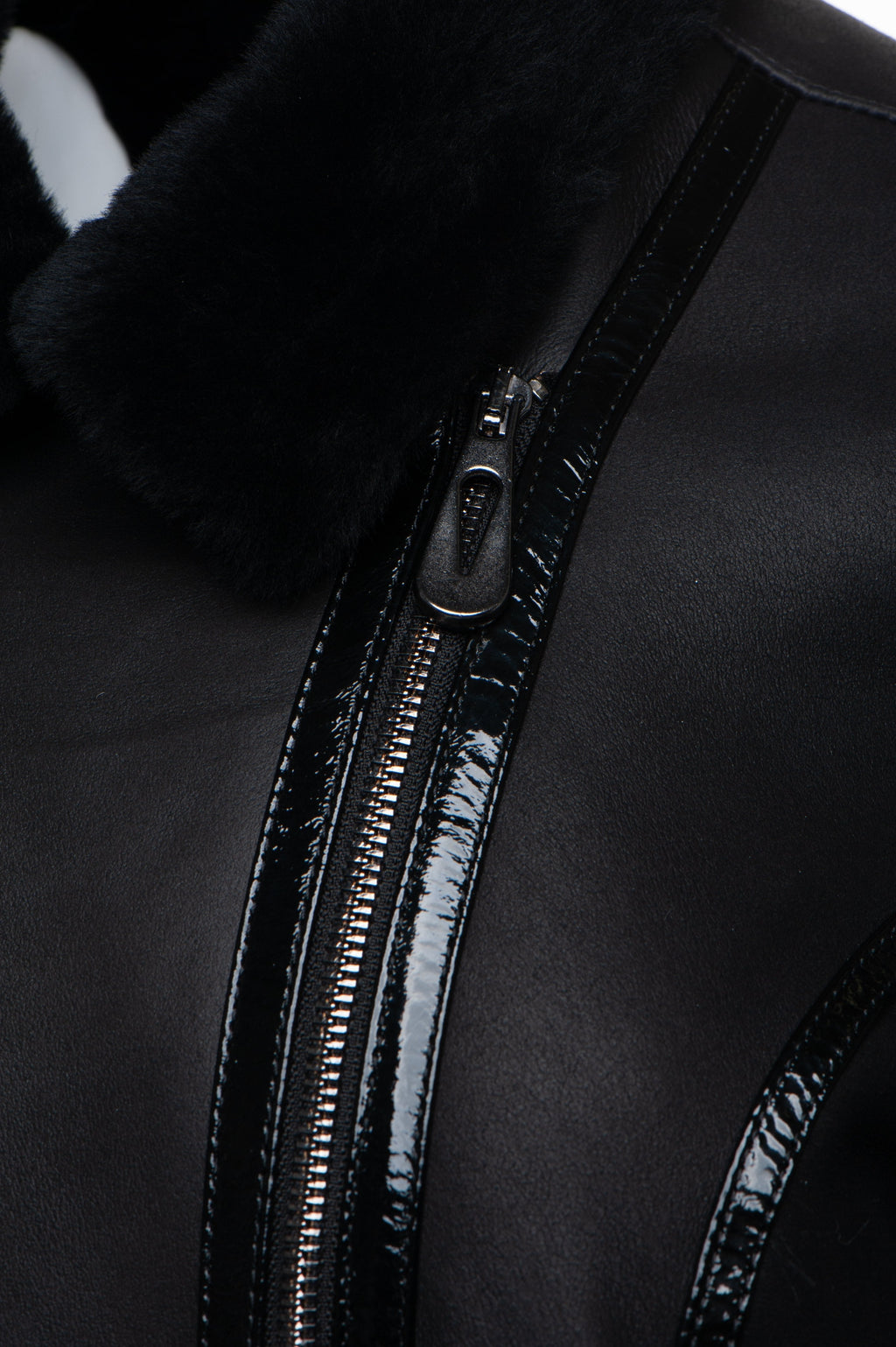 Tasha's Black Sheepskin Shearling B-3 Bomber Style Jacket