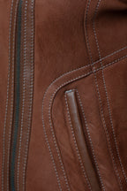 Reyna's Tan Sheepskin Shearling B-3 Bomber Style Jacket