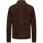 Mens Real Goat Suede Jacket Classic Zip Box Style Larry Rust Brown