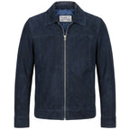 Mens Real Goat Suede Jacket Classic Zip Box Style Larry Navy