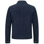 Mens Real Goat Suede Jacket Classic Zip Box Style Larry Navy