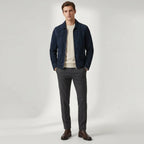 Mens Real Goat Suede Jacket Classic Zip Box Style Larry Navy
