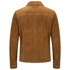 Mens Real Goat Suede Jacket Classic Zip Box Style Larry Cognac