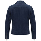 Women's Genuine Goat Suede Biker Jacket Lola Navy Blue