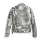 Men Storm Grey Biker Leather Motorcycle Jacket