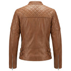 Womens Real Leather Biker Jacket Classic Cross Zip Style Molly Chestnut Tan