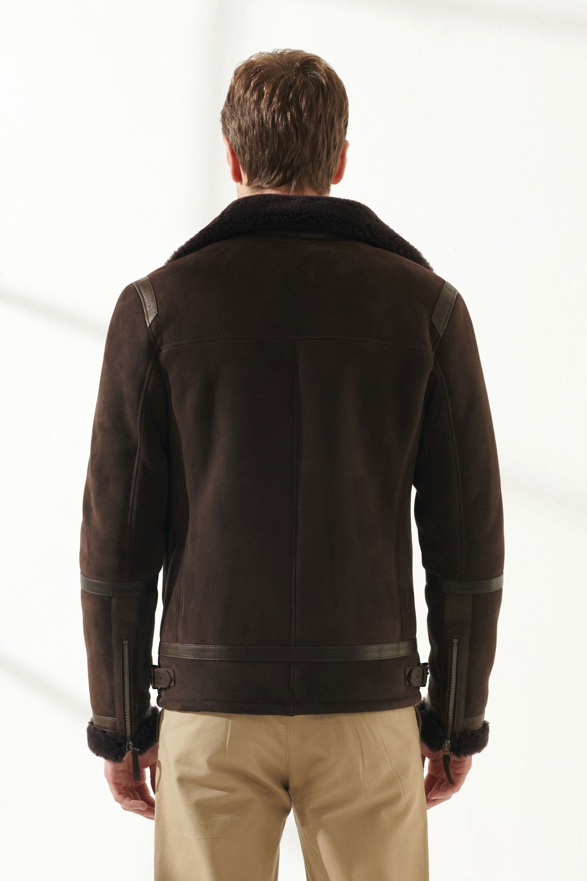Classic Men Aviator RAF Brown Shearling Jacket
