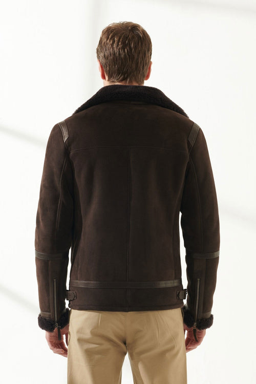 Classic Men Aviator RAF Brown Shearling Jacket