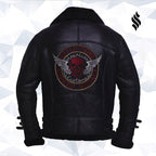 Men Black Biker Shearling Jacket