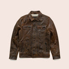 Men Lambskin Iconic Brown Trucker Leather Jacket