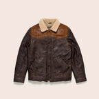 Men Sheepskin Double Tone Brown Sherpa Western Leather Jacket