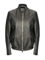 Men Shinny Jet Black Leather Jacket