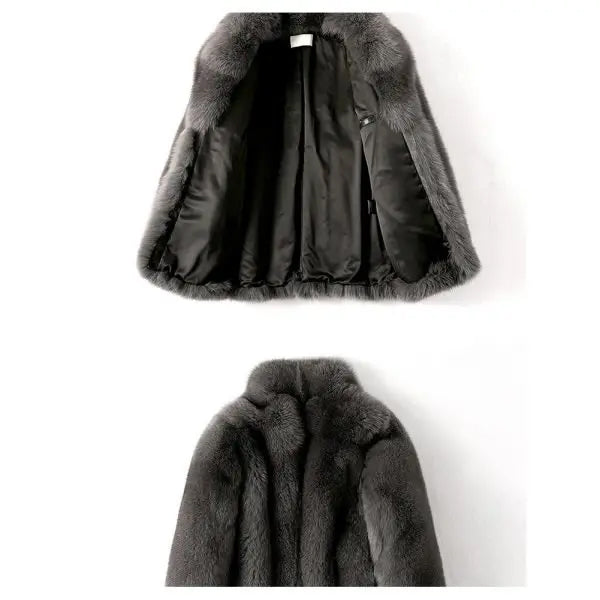 Men’s Fox Fur Coat Men’s Long Coat Men’s Winter Warm Jacket