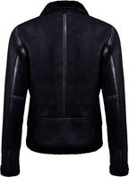 Mens Black Biker Leather Jacket With Fur