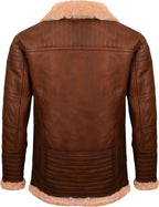 Mens Brown Nappa Leather Jacket With Fur