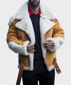 Mens Casual Sheepskin Shearling Jacket
