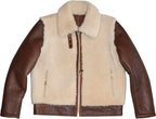 Mens Cowhide Out Tan Brown Leather Jacket With Fur