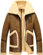 Mens Flight Short Leather Jacket With Fur