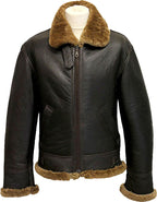 Mens Winter Aviator B3 Leather Jacket With Fur