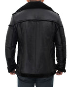 Mens Black Shearling Winter Leather Jacket