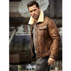Men's Brown Sheepskin Shearling Leather Jacket