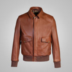 Mens Brown RAF Flying Leather Bomber Jacket