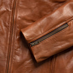 Mens Light Brown Cafe Racer Leather Motorbike Jacket