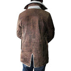 Mens Shearling Bomber Jacket - Distressed Real Leather Winter Coat for Men