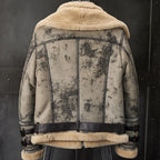 Men's RAF Double Collar Waxed RAF Sheepskin Shearling Jacket Coat