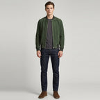 Mens Real Goat Suede Bomber Jacket MA-1 Varsity Design Ryan Olive Green