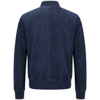 Mens Real Goat Suede Bomber Jacket MA-1 Varsity Design Ryan Navy Blue