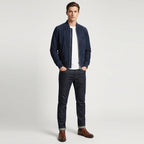 Mens Real Goat Suede Bomber Jacket MA-1 Varsity Design Ryan Navy Blue