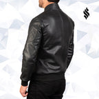 Sven Black Leather Bomber Jacket