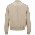 Mens Real Soft Leather Bomber Jacket MA-1 Varsity Style Torque Beige